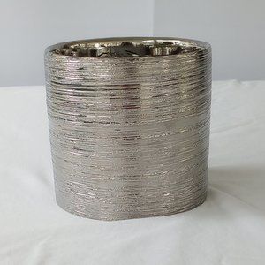 NWT   Silver Etch Ceramic Cylinder Floral Pot/Vase-